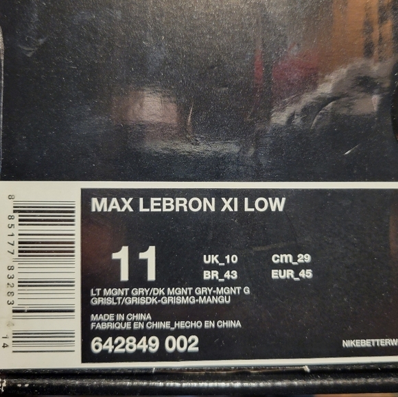 NIKE MAX Lebron XI 11 Low- Men's Size 11 Magnet Grey 642849-002 NIB - Picture 8 of 9